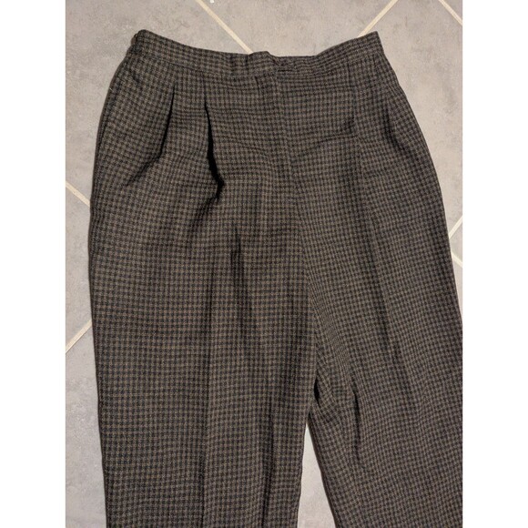 Vintage 80s High Waist Houndstooth Wool Blend Trousers womenMade in Romania Sz 8 - Picture 4 of 15
